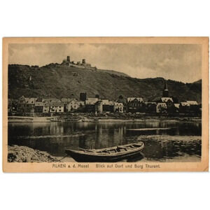 ALKEN A. D. Mosel Blick auf Dorf und Burg Thurant. Germany Postcard